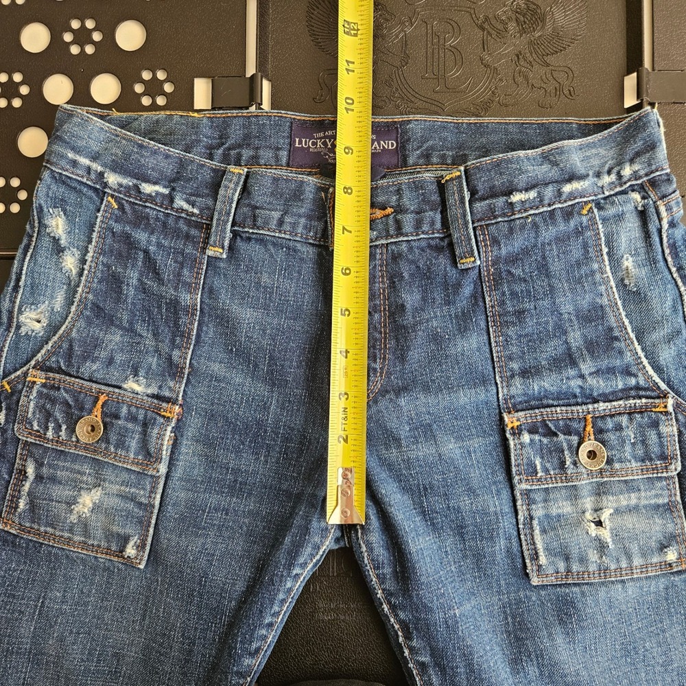 Lucky Brand Porkchop Ankle Crop Jeans Womens 2/26 Blue Good Distressed - Picture 6 of 16